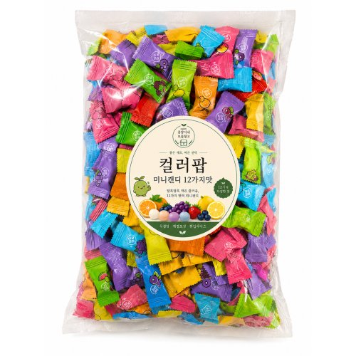 [콩알이네] 무설탕 과일캔디 12가지맛 컬러팝 미니캔디, 500g, 1개