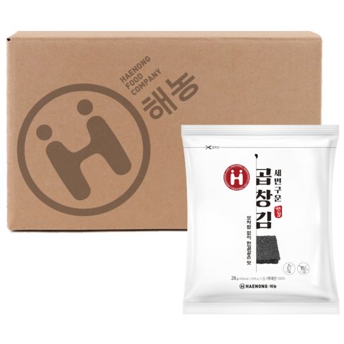 해농 세번구운 곱창김 28g 20봉 무조미 햇김, 20개