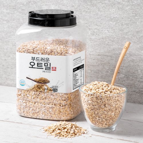 부드러운 오트밀, 2.5kg, 1통
