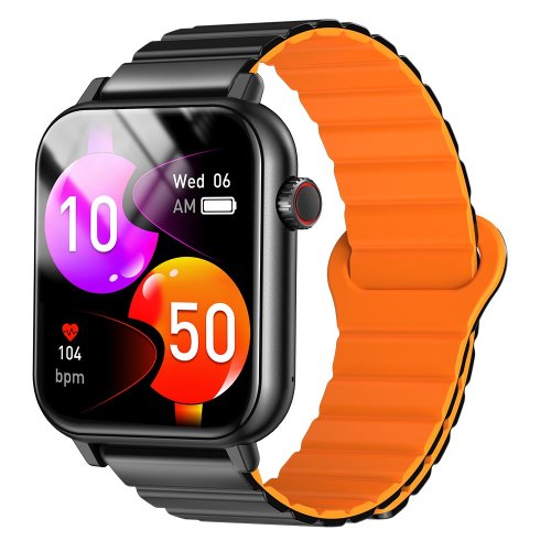 LifeSync 통화가능 스마트 워치 운동측정 2.0인치 대화면 한글판 스마트밴드, 블랙, 4.5cm, 블루투스