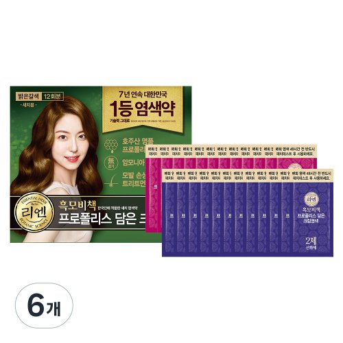 리엔 흑모비책 프로폴리스 담은 크림 염색제 새치용 12회분, 흑색, 1개