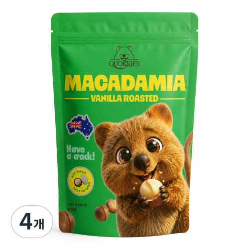 호주 쿼키즈 마카다미아 호주산 통 마카다미아 로스티드 인쉘 견과류 하루견과 아이들간식, 1개, 120g