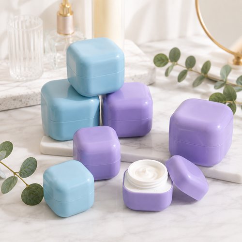 pp 사각 크림 공병 6p 세트, 6개, 하늘 50ml