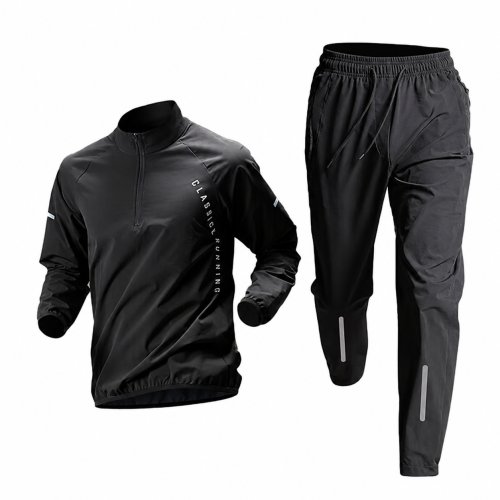 리츠제이 스포츠 런닝 긴팔 트레이닝복 세트 사계절 경량 셋업, 2XL(105), 블랙
