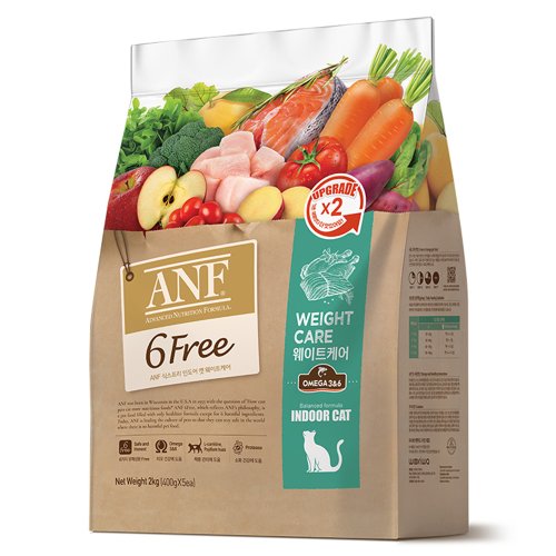 ANF 고양이 식스프리 인도어 기능성 사료, 어덜트, 2kg, 1개