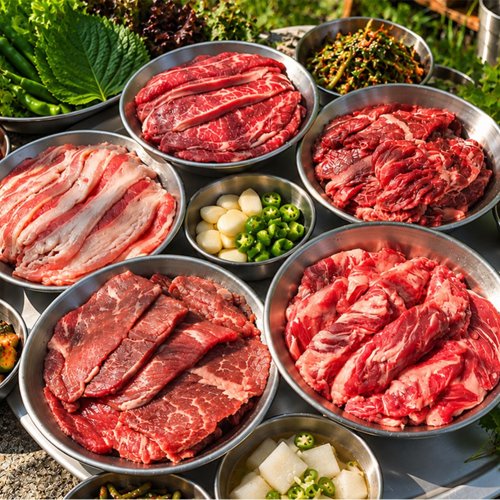 [맛춤상회] 소고기 배터지는 세트 1kg (갈비살+안창살+토시살+부채살+우삼겹) 200g*5팩 소분포장, 1세트
