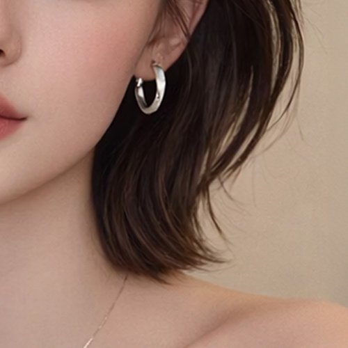 925 순은 도금 눌린 링귀걸이 데일리 실버 귀걸이 1+1