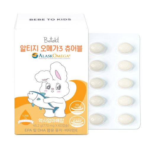 베투키 알티지 오메가3 맛있는 미니 키즈 츄어블, 1개, 60정