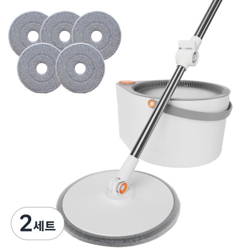 joybos 자동 탈수 회전 밀대+탈수통+극세사 걸레 패드 5개, 1세트