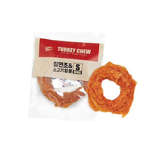 슈퍼츄 강아지 터키츄 힘줄 건조간식 링타입 S, 혼합맛(칠면조/소고기힘줄), 11g, 20개