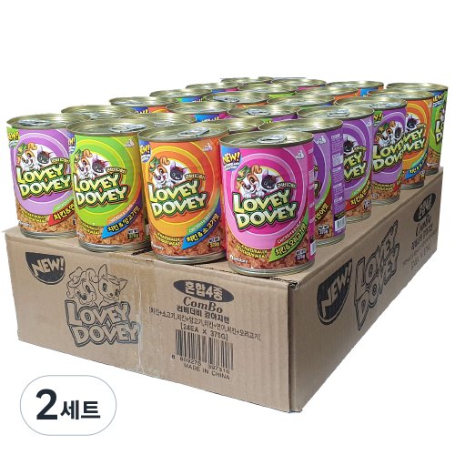 러비더비 강아지 간식 캔 4종 x 6p 세트, 치킨 + 소고기, 치킨 + 양고기, 치킨 + 연어, 치킨 + 오리고기, 1세트