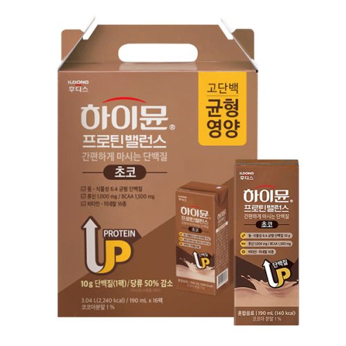 하이뮨 프로틴 밸런스 음료 초코 190ml 16개