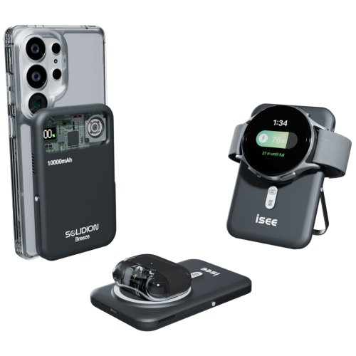 아이시(isee) 맥세이프 준고체 CCC 인증 3in1 대용량 10000mAh 쿨링 거치대 보조배터리 브리즈X (터보 냉각팬/무선고속충전/애플워치/갤럭시 워치 호환), 블랙, 갤럭시 워치