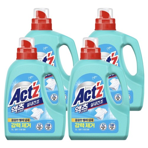 액츠 액체세제 퍼펙트 실내건조, 3L, 4개