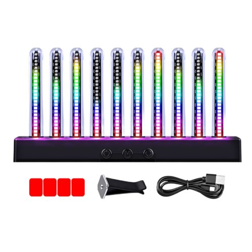차량용 에어컨 벤트 클립 차안 음향 감응 차안 LED 다채로운 RGB 무드등 효과, 1세트, USB