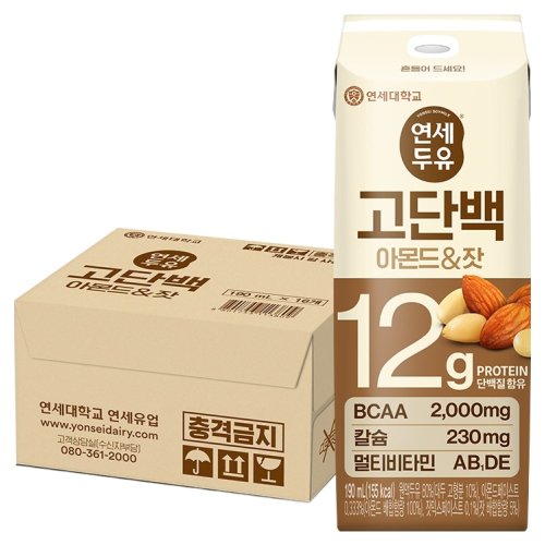 연세두유 고단백 아몬드 & 잣, 190ml, 16개