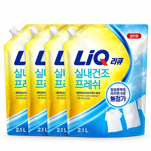 리큐 진한겔 꿉꿉한 냄새 원인물질 싹 일반드럼겸용 프레시 런드리향 액상세제 리필, 2.1L, 6개