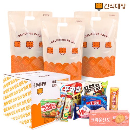 [간식대장] 어린이날 추천 선물 간식대장 간식 파우치 0040 포카칩 꼬북칩 고래밥 크라운산도 딸기 미쯔 구운감자 크림웨하스 우마이봉, 3개, 간식대장 파우치