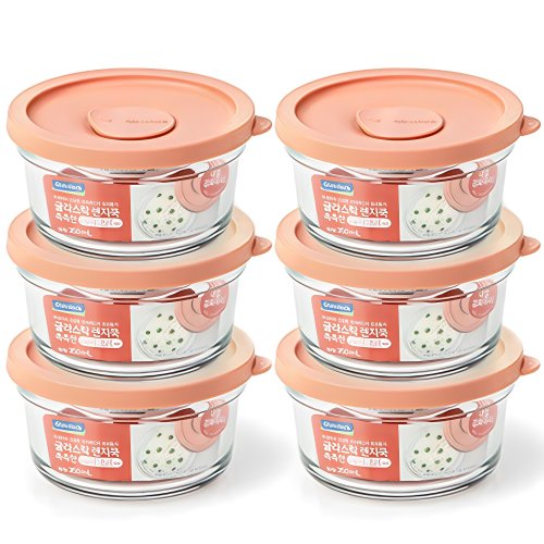글라스락 렌지쿡 촉촉한 햇밥용기 원형 무드브릭, 6개, 350ml